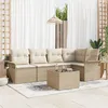Image de Ensemble De CanapÃ© De Jardin 6 PiÃ¨ces Avec Coussins Marron Poly Rotin, CanapÃ© De Jardin 2 Places Avec Rangement Et Coussins Beige Poly Rotin
