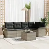 Image de Vidaxl Ensemble De CanapÃ© De Jardin 6 PiÃ¨ces Avec Coussins Gris Poly Rattan, Vidaxl CanapÃ© De Jardin 2 Places Avec Rangement Et Coussins En Poly Rattan Gris Clair