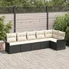 Image de Ensemble De CanapÃ© De Jardin 6 PiÃ¨ces Avec Coussins En Poly Rattan Noir, CanapÃ© De Jardin 2 Places Avec Rangement Et Coussins En Poly Rattan Noir