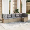 Image de Ensemble De CanapÃ© De Jardin 6 PiÃ¨ces Avec Coussins Beige En Poly Rattan, CanapÃ© De Jardin 2 Places Avec Rangement Et Coussins Beige En Poly Rattan