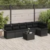 Image de vidaXL Set de canapÃ© de jardin modulaire Ã  7 piÃ¨ces avec coussins beiges en poly rattan, vidaXL CanapÃ© de jardin 2 places avec rangement et coussins noirs en poly rattan