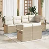 Image de Ensemble De CanapÃ© De Jardin Vidaxl 7 PiÃ¨ces Avec Coussins Beige Poly Rattan, CanapÃ© De Jardin 2 Places Vidaxl Avec Rangement Et Coussins Beige Poly Rattan