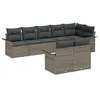 Image de Ensemble De CanapÃ© De Jardin 8 PiÃ¨ces Avec Coussins Gris Poly Rattan, CanapÃ© De Jardin 2 Places Avec Rangement Et Coussins Gris Poly Rattan