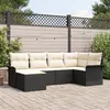 Image de Ensemble De CanapÃ© De Jardin 6 PiÃ¨ces Avec Coussins Noir Rotin Poly, CanapÃ© De Jardin 2 Places Avec Rangement Et Coussins Noir Rotin Poly