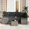 Image de Ensemble De CanapÃ© De Jardin 6 PiÃ¨ces Avec Coussins Noirs En Poly Rotin, CanapÃ© De Jardin 2 Places Avec Rangement Et Coussins Gris En Poly Rotin