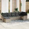Image de Ensemble De CanapÃ©s De Jardin 7 PiÃ¨ces Vidaxl Avec Coussins Gris Clair, CanapÃ© De Jardin 2 Places Vidaxl Avec Rangement & Coussins Gris Clair