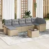 Image de Ensemble De CanapÃ©s De Jardin 8 PiÃ¨ces Avec Coussins Noir Poly Rotin, CanapÃ© De Jardin 2 Places Avec Rangement & Coussins Beige Poly Rotin