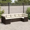 Image de Ensemble canapÃ© jardin vidaXL 7 piÃ¨ces avec coussins marron poly rotin, CanapÃ© jardin 2 places vidaXL avec rangement et coussins marron poly rotin