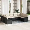Image de Vidaxl Ensemble De CanapÃ© De Jardin 9 PiÃ¨ces Avec Coussins Noir En Poly Rotin, Vidaxl CanapÃ© De Jardin 2 Places Avec Rangement Et Coussins Noir En Poly Rotin