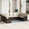 Image de Set De CanapÃ©s De Jardin 9 PiÃ¨ces Avec Coussins En Poly Rotin Marron, CanapÃ© De Jardin 2 Places Avec Rangement & Coussins En Poly Rotin Marron