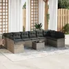 Image de Ensemble De CanapÃ© De Jardin Vidaxl De 10 PiÃ¨ces Avec Coussins En Rotin SynthÃ©tique Noir, CanapÃ© De Jardin De 2 Places Avec Rangement Et Coussins En Rotin SynthÃ©tique Gris