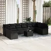 Image de Set de CanapÃ© de Jardin vidaXL 11 PiÃ¨ces avec Coussins Beige Rotin Poly, CanapÃ© de Jardin vidaXL 2 Places avec Rangement et Coussins Noir Rotin Poly