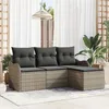 Image de Set 4 PiÃ¨ces CanapÃ© Jardin Avec Coussins En Poly Rotin Gris, CanapÃ© Jardin 2 Places Avec Rangement & Coussins En Poly Rotin Gris
