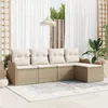 Image de Vidaxl Ensemble De CanapÃ© De Jardin 5 PiÃ¨ces Avec Coussins Beige Poly Rotin, Vidaxl CanapÃ© De Jardin 2 Places Avec Rangement Et Coussins Beige Poly Rotin