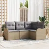 Image de Ensemble De CanapÃ© De Jardin 4 PiÃ¨ces Avec Coussins Beige Poly Rotin Vidaxl, CanapÃ© De Jardin 2 Places Avec Rangement & Coussins Beige Poly Rotin Vidaxl