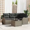 Image de Ensemble De CanapÃ©s De Jardin Vidaxl 4 PiÃ¨ces Avec Coussins En Poly Rattan Noir, CanapÃ© De Jardin 2 Places Avec Rangement Et Coussins En Poly Rattan Gris