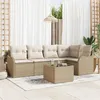 Image de Ensemble de sofa de jardin de 6 piÃ¨ces avec coussins en rotin poly brun, CanapÃ© de jardin 2 places avec rangement et coussins en rotin poly beige