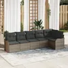 Image de Ensemble De CanapÃ© De Jardin 6 PiÃ¨ces Avec Coussins En Rotin Poly Gris, CanapÃ© De Jardin 2 Places Avec Rangement & Coussins En Rotin Poly Gris
