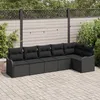 Image de Ensemble De CanapÃ© De Jardin 6 PiÃ¨ces Avec Coussins Noir Poly Rattan, CanapÃ© De Jardin 2 Places Avec Rangement Et Coussins Noir Poly Rattan