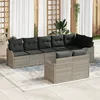 Image de Ensemble De CanapÃ©s De Jardin Vidaxl 8 PiÃ¨ces Avec Coussins Gris Clair Rotin SynthÃ©tique, CanapÃ© Jardin Vidaxl 2 Places Avec Rangement Et Coussins Gris Clair Rotin SynthÃ©tique