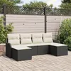 Image de Ensemble De CanapÃ© De Jardin 6 PiÃ¨ces Avec Coussins Noir Rattan Poly, CanapÃ© De Jardin 2 Places Avec Rangement & Coussins Noir Rattan Poly