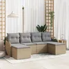 Image de Set de CanapÃ© de Jardin vidaXL de 6 piÃ¨ces avec coussins beige Rattan poly, CanapÃ© de Jardin 2 places vidaXL avec rangement et coussins beige Rattan poly