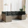 Image de Ensemble De 6 PiÃ¨ces De CanapÃ© De Jardin Avec Coussins Gris En Poly Rattan, CanapÃ© De Jardin 2 Places Avec Rangement Et Coussins Gris