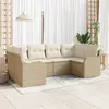 Image de Ensemble De CanapÃ©s De Jardin 6 PiÃ¨ces Avec Coussins Beige Rattan Poly, CanapÃ© De Jardin 2 Places Avec Rangement Et Coussins Beige Rattan Poly