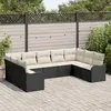 Image de Ensemble De CanapÃ©s Jardin 9 PiÃ¨ces Avec Coussins Poly Rotin Noir, CanapÃ© Jardin 2 Places Avec Rangement Et Coussins Poly Rotin Noir