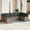 Image de Vidaxl Ensemble De CanapÃ©s De Jardin 9 PiÃ¨ces Avec Coussins Gris Poly Rotin, Vidaxl CanapÃ© De Jardin 2 Places Avec Rangement & Coussins Gris Poly Rotin