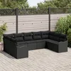 Image de Ensemble De CanapÃ©s De Jardin 9 PiÃ¨ces Avec Coussins En Rotin Poly Noir Vidaxl, CanapÃ© De Jardin 2 Places Avec Rangement Et Coussins En Rotin Poly Noir Vidaxl