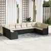 Image de Ensemble De CanapÃ© De Jardin Vidaxl 10 PiÃ¨ces Avec Coussins En Poly Rotin Noir, CanapÃ© De Jardin 2 Places Vidaxl Avec Rangement Et Coussins En Poly Rotin Noir