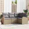 Image de Ensemble De CanapÃ© De Jardin 4 PiÃ¨ces Vidaxl Avec Coussins Beige Poly Rattan, CanapÃ© De Jardin 2 Places Vidaxl Avec Rangement Et Coussins Beige Poly Rattan