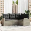 Image de Ensemble De CanapÃ©s De Jardin 4 PiÃ¨ces Vidaxl Avec Coussins En Poly Rotin Gris Clair, CanapÃ© De Jardin 2 Places Vidaxl Avec Rangement Et Coussins En Poly Rotin Gris Clair