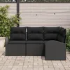 Image de CanapÃ© De Jardin Vidaxl 4 PiÃ¨ces Avec Coussins En Rotin Noir, CanapÃ© De Jardin Vidaxl 2 Places Avec Rangement Et Coussins En Rotin Noir