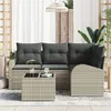 Image de Ensemble De CanapÃ© De Jardin 5 PiÃ¨ces Vidaxl Avec Coussins Gris En Rotin SynthÃ©tique, CanapÃ© De Jardin 2 Places Vidaxl Avec Rangement Et Coussins Gris Clair En Rotin SynthÃ©tique