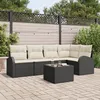 Image de vidaXL Set de canapÃ© de jardin 5 piÃ¨ces avec coussins en rotin poly marron, vidaXL CanapÃ© de jardin 2 places avec rangement et coussins en rotin poly noir