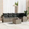 Image de Ensemble De CanapÃ© De Jardin 5 PiÃ¨ces Avec Coussins Noir Poly Rattan, CanapÃ© De Jardin 2 Places Avec Rangement & Coussins Gris Poly Rattan