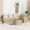 Image de Ensemble de 6 piÃ¨ces de canapÃ©s de jardin avec coussins en poly rotin marron, CanapÃ© de jardin 2 places avec rangement et coussins en poly rotin beige