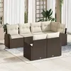 Image de Ensemble De CanapÃ© De Jardin 7 PiÃ¨ces Avec Coussins Marron En Rattan Poly Vidaxl, CanapÃ© De Jardin 2 Places Avec Rangement Et Coussins Marron En Rattan Poly Vidaxl
