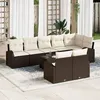 Image de Ensemble de 8 piÃ¨ces de canapÃ©s de jardin avec coussins en poly rotin gris, CanapÃ© de jardin 2 places avec rangement et coussins en poly rotin marron