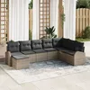 Image de CanapÃ© De Jardin 8 PiÃ¨ces Vidaxl Avec Coussins Gris En Rattan, CanapÃ© 2 Places Avec Rangement & Coussins Gris En Rattan