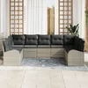 Image de CanapÃ© De Jardin 9 PiÃ¨ces Avec Coussins Gris Clair En Poly Rotin, CanapÃ© De Jardin 2 Places Avec Rangement Et Coussins Gris Clair En Poly Rotin