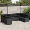 Image de Ensemble De CanapÃ© De Jardin Vidaxl 9 PiÃ¨ces Avec Coussins En Rotin Poly Noir, CanapÃ© De Jardin 2 Places Vidaxl Avec Rangement Et Coussins En Rotin Poly Noir