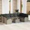 Image de Ensemble De CanapÃ© De Jardin 10 PiÃ¨ces Avec Coussins Gris Rotin SynthÃ©tique, CanapÃ© De Jardin 2 Places Avec Rangement Et Coussins Gris Clair Rotin SynthÃ©tique