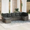 Image de Vidaxl Ensemble De Salle Ã Manger De Jardin 7 PiÃ¨ces Avec Coussins Gris Poly Rattan