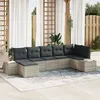 Image de Vidaxl Set De CanapÃ©s De Jardin 7 PiÃ¨ces Avec Coussins Gris Clair Polyrotin