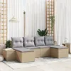 Image de vidaXL Set de canapÃ©s de jardin 6 piÃ¨ces avec housses beige poly rattan