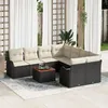 Image de vidaXL Ensemble de Sofa de Jardin 9 PiÃ¨ces avec Coussins Noir Rotin Poly Acacia, vidaXL Sofa de Jardin 2 Places avec Rangement & Coussins Noir Rotin Poly
