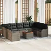 Image de Vidaxl Ensemble De CanapÃ© De Jardin 10 PiÃ¨ces Avec Coussins En Gris, Poly Rotin, Acacia, Vidaxl CanapÃ© De Jardin 2 Places Avec Rangement Et Coussins En Gris, Poly Rotin